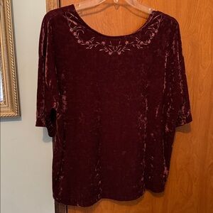 J. Jill Rich Burgundy Velvet Top